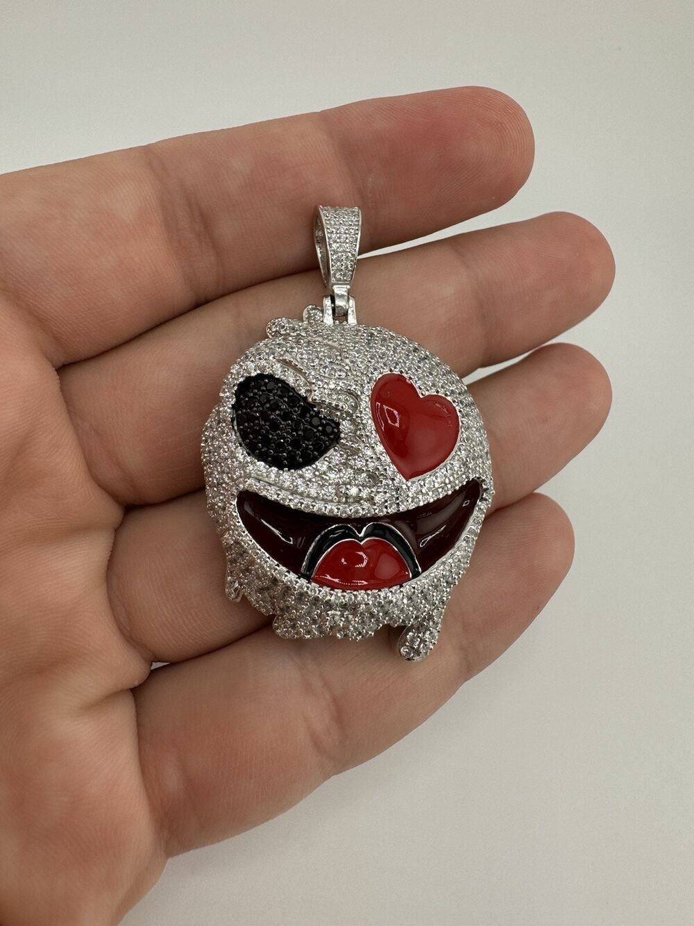 Iced Out Sterling Silver 925 Emoji Pendent